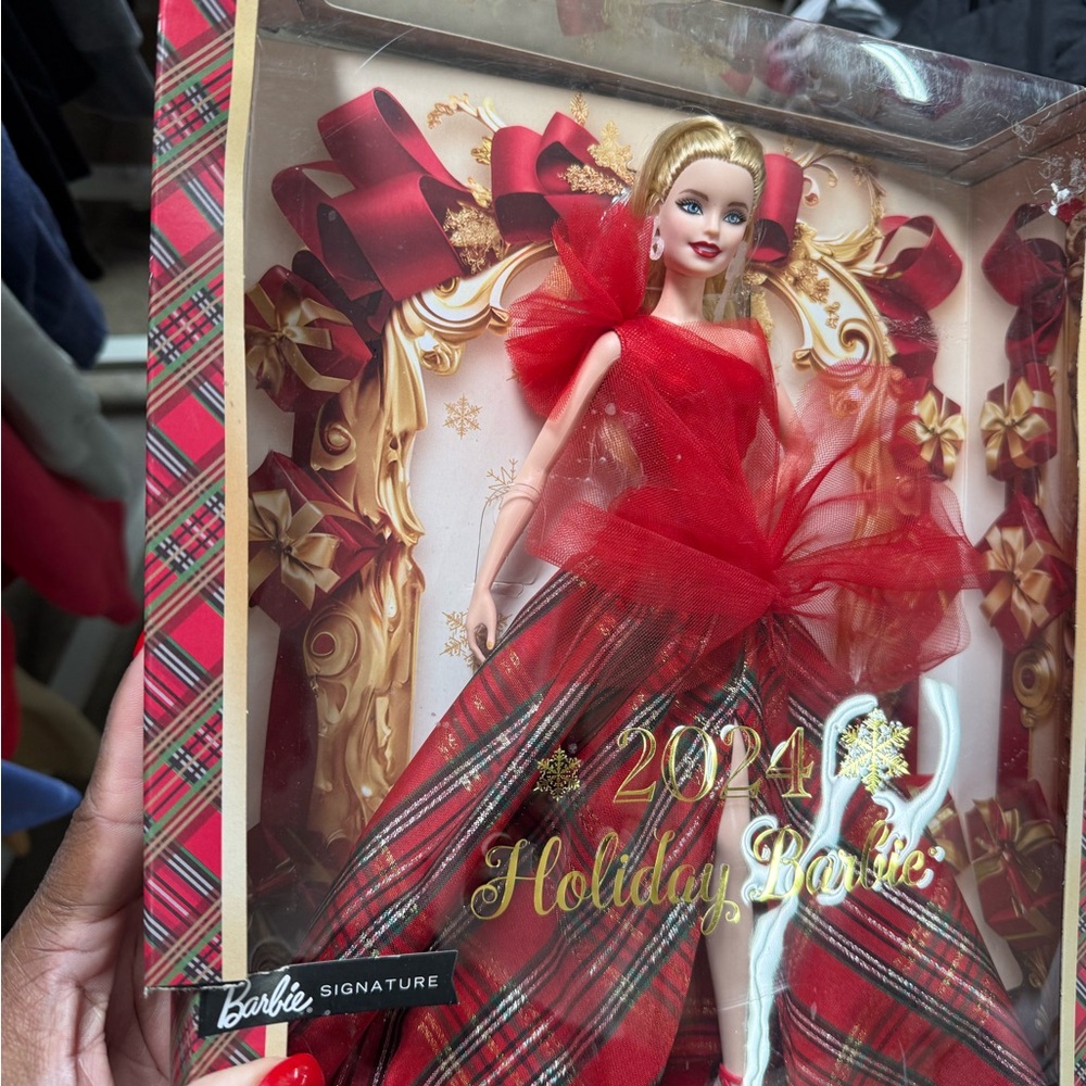 Barbie Signature Holiday Doll in Red Plaid Gown 2024 - Picture 2 of 2